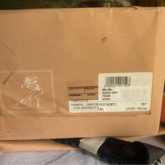 Miu Miu new pink stilettos with black and white ribbon size 41 made in Italy - Picture 15 of 15